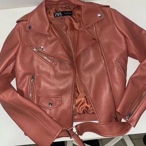 Zara leather pink jacket